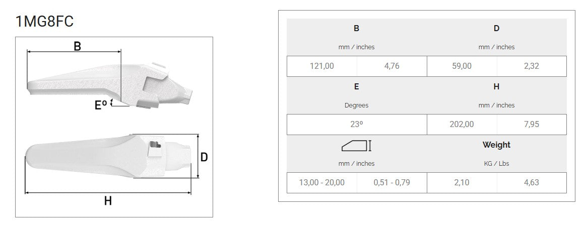 Zahnhalter MTG 1MG8FC maße