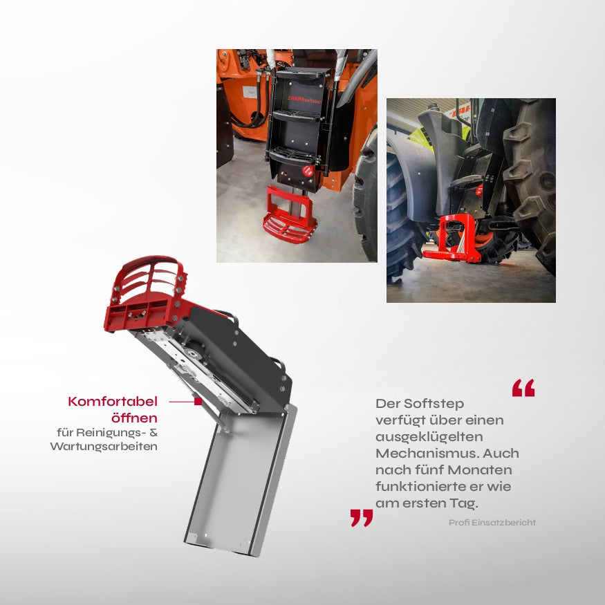 grifa softstep einstiegshilfe traktor konfortabel öffnen für Reinigungs- & Wartungsarbeiten