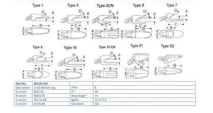 Zahnhalter Esco 3811A-U55 maße