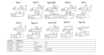 Zahnhalter Esco 3898-U40 für Greifer maße