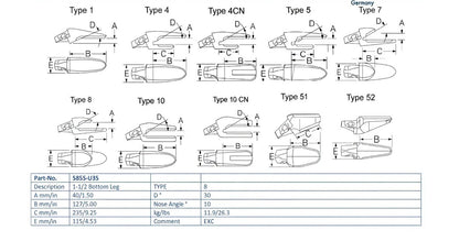 Zahnhalter Esco 5855-U35 maße