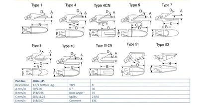 Zahnhalter Esco 5856-U45 maße