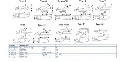 Zahnhalter Esco 3811A-U60 maße