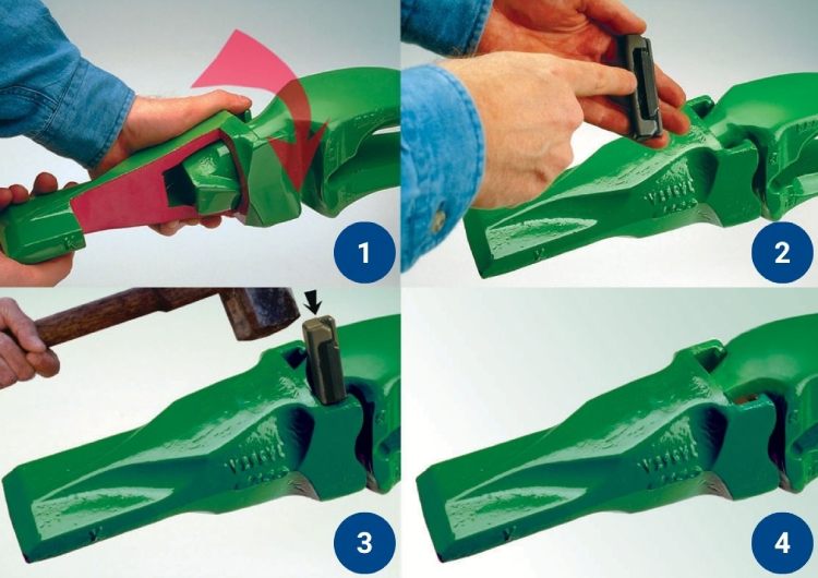 Esco Super V Baggerzahn montieren 