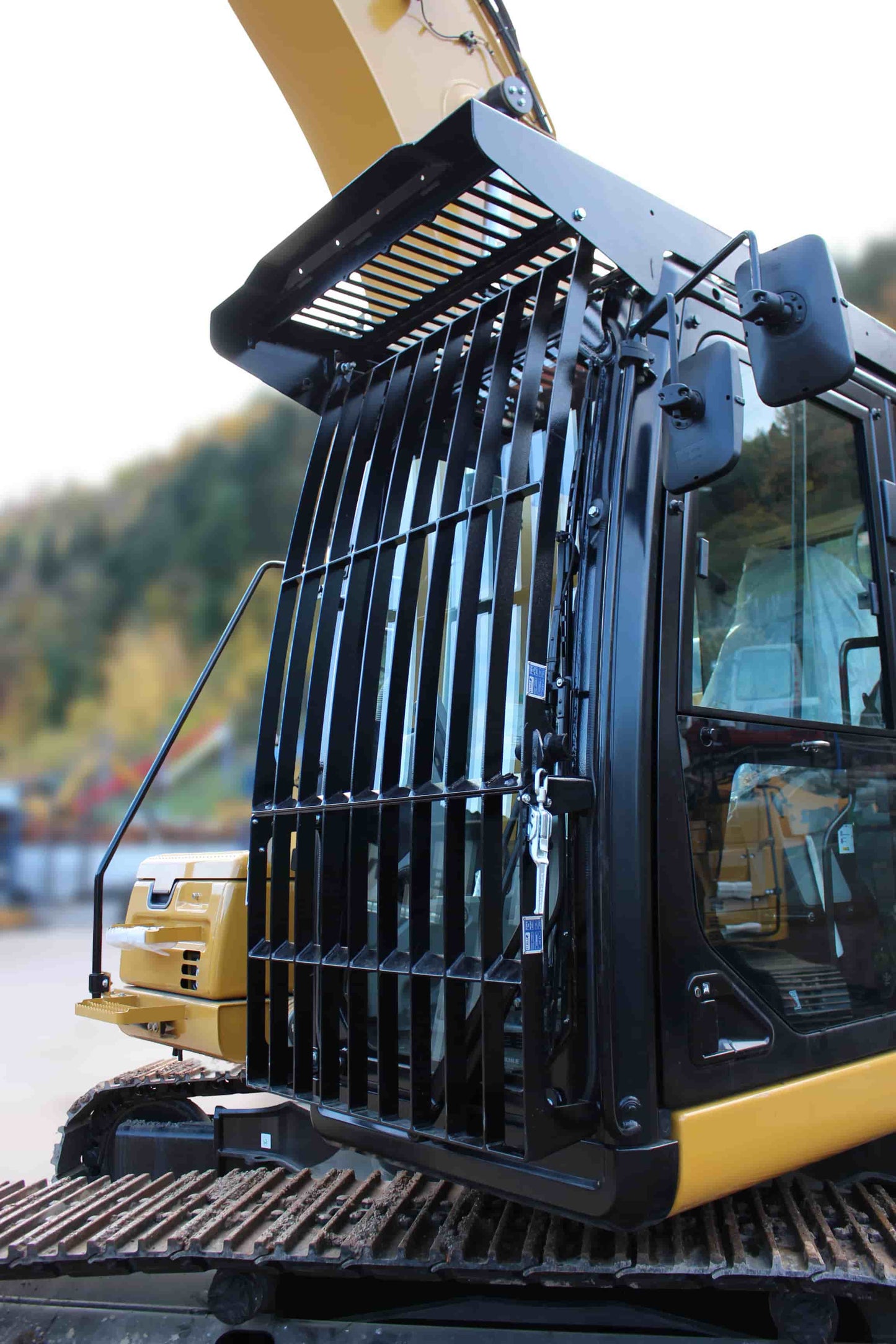 ECHLE FOPS Kabinenschutz Abbruchgitter Schutzgitter  einschiebbar cabin protection, demolition guard excavator retractable 