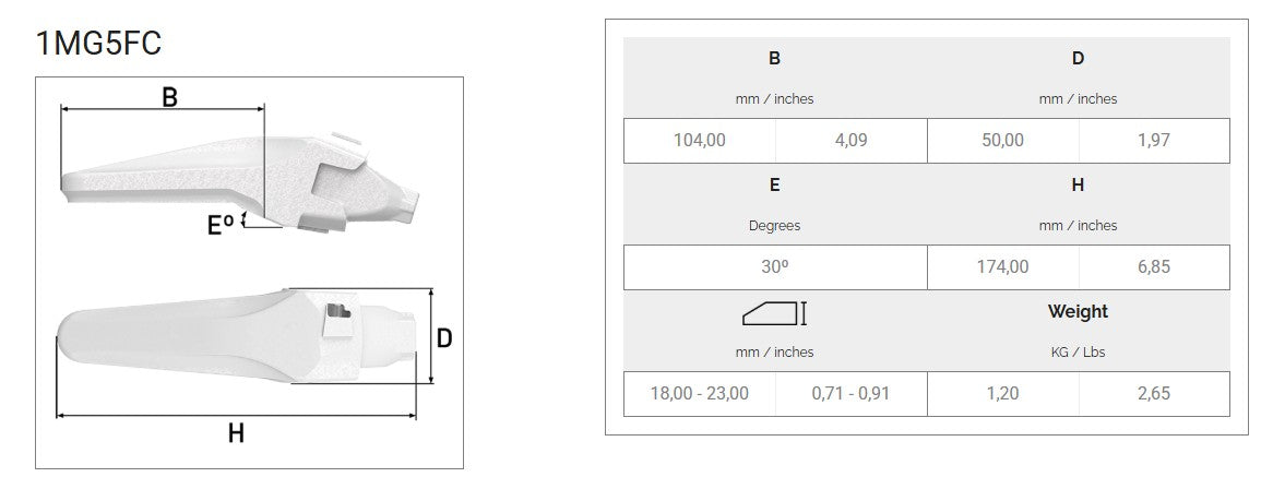 Zahnhalter MTG 1MG5FC maße