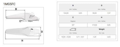 Zahnhalter MTG 1MG5FC maße