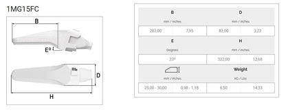 Zahnhalter MTG 1MG15FC maße