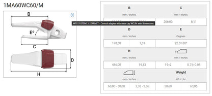 Zahnhalter MTG 1MA60WC60 maße