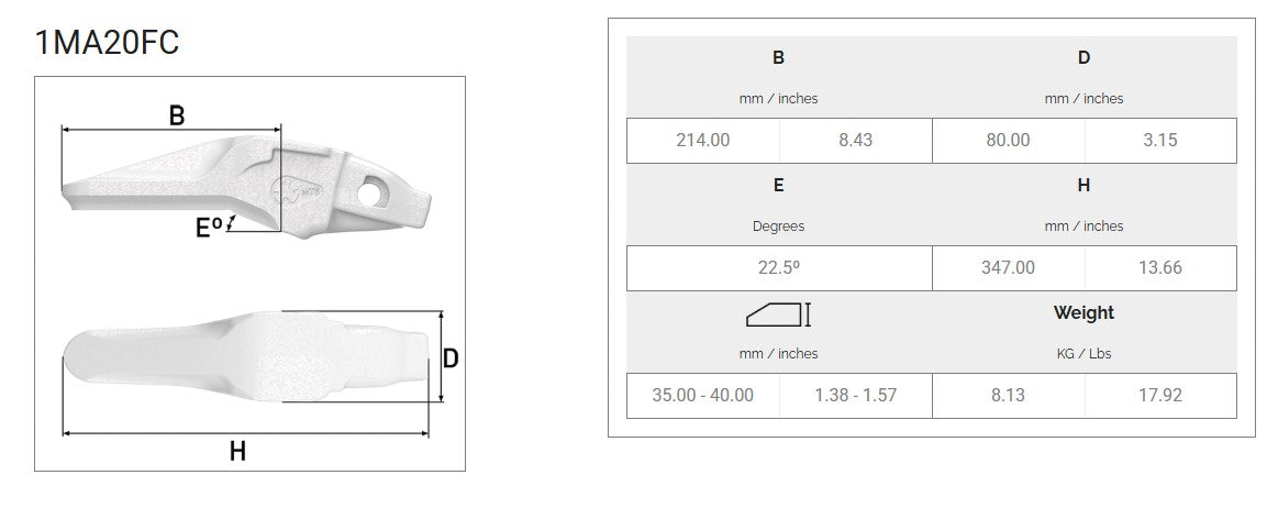 Zahnhalter MTG 1MA20FC maße