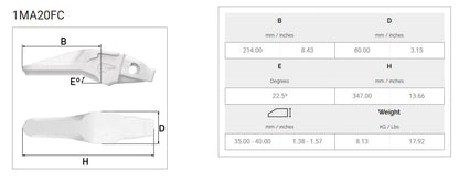 Zahnhalter MTG 1MA20FC maße