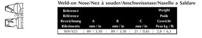 Anschweißnase Esco WN-V23 maße