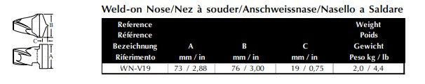 Anschweißnase Esco WN-V19 maße