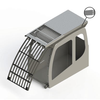ECHLE Protector E4 FOPS Kabinenschutz Abbruchgitter Schutzgitter cabin protection, demolition guard excavator foldable